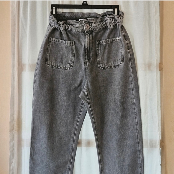 📌57 ZARA PAPERBAG PATCH POCKET ELASTIC WAIST JEANS WOMEN'S SIZE 4 - Picture 3 of 8